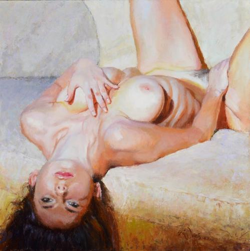 Girl On My Couch - Painting by © Eric Wallis - AmorArt