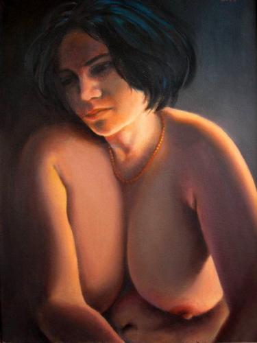 Girl With Necklace - Painting by © Smadar Katz - AmorArt