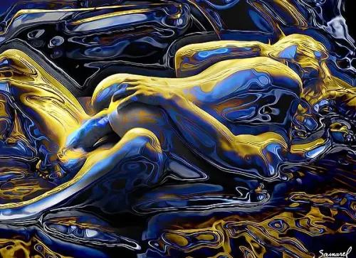 Golden Blue Fuck - Digital Art by © H. Samarel - AmorArt