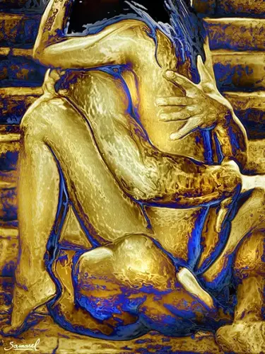 Golden Embrace - Digital art by © H. Samarel - AmorArt