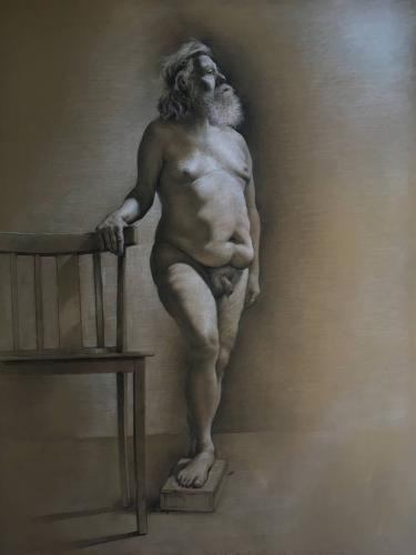 Henry, Standing Nude - Drawing Graphite on paper by Christopher LoPresti - AmorArt