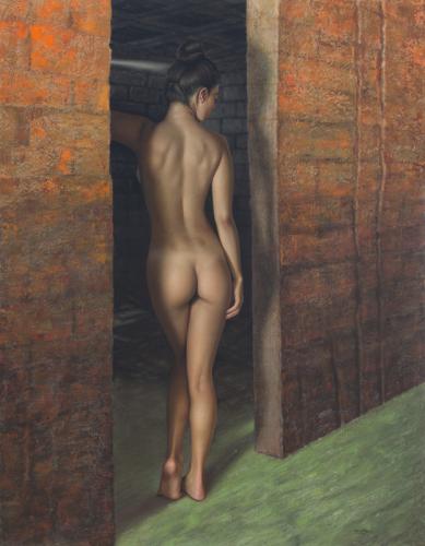 Hoyuelos de Venus - Hyperrealist Painting by © Omar Ortiz - AmorArt