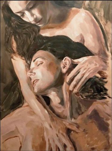 INTO THE HANDS OF DESTINY - Nude and erotic original painting by © William Oxer - AmorArt