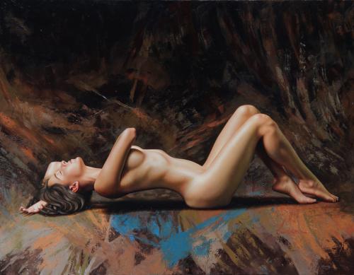 Il corpo della donna - Hyperrealist Painting by © Omar Ortiz - AmorArt