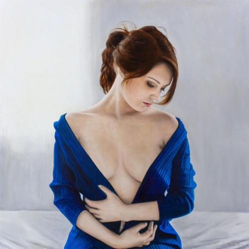 Imogen in Blue - Painting by Jean-Pierre André Leclerq - AmorArt