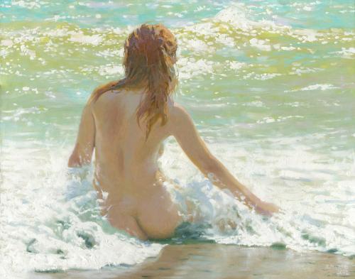 In Waves of the Black Sea - Painting by © Denis Chernov