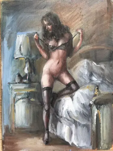 In boudoir (2017) - Painting by © Serg F. Herms - AmorArt