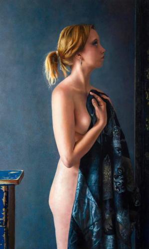 In front of the mirror - Painting oil on wood by © Herman Tulp - AmorArt