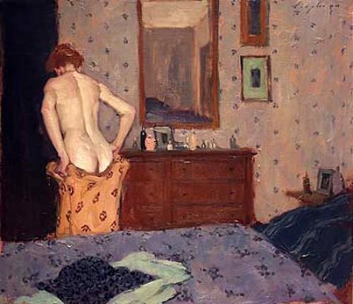 In her bedroom - Painting by © Malcolm T. Liepke - AmorArt