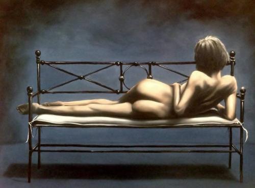 In recline - Painting by © Johnny Popkess - AmorArt