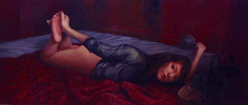 Keaha Reclining - Painting oil on linen by © Bruce Erikson - AmorArt