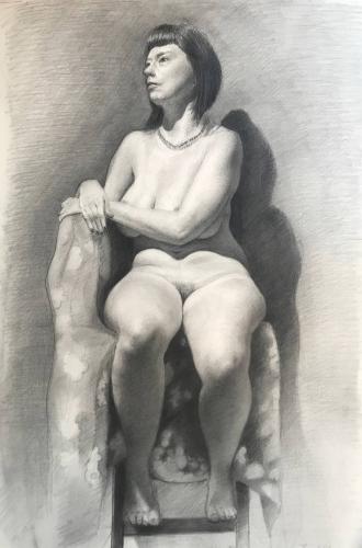 Kendra - Drawing Graphite on paper by Christopher LoPresti - AmorArt