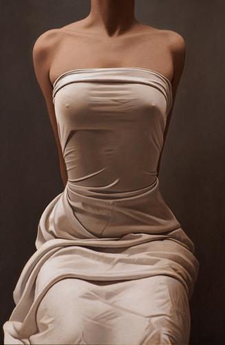 Kneeling with a fabric - Paintrng by © Willi Kissmer - AmorArt