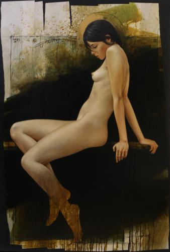 LA PRÉCIEUSE - Painting oil on canvas by © Louis Treserras - AmorArt