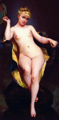 La pose 1879  - Painting oil on cnavasby © Luis Ricardo Falero - AmorArt