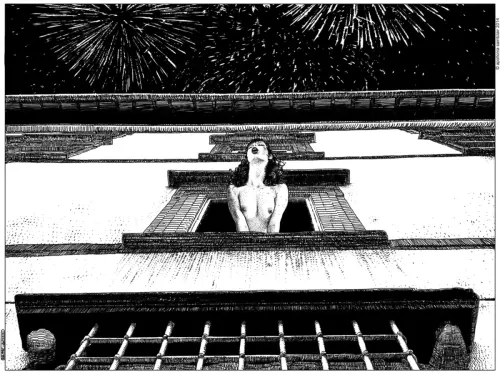 La célébration privée (The private New Year’s party) - Drawing by Apollonia Saintclair - AmorArt