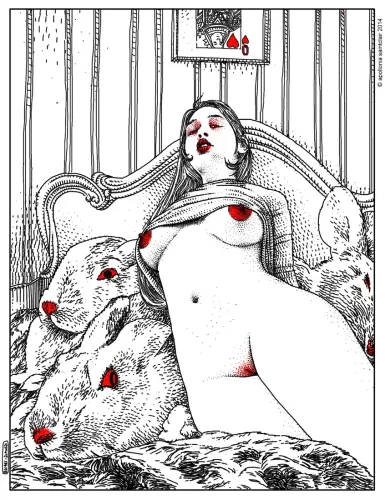 La fille cruelle (Alice in furs) - Drawing by Apollonia Saintclair - AmorArt