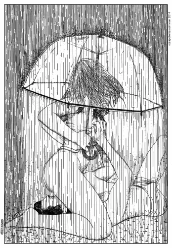 La fille qui aimait la pluie (Cavaliere nella tempesta) - Drawing by Apollonia Saintclair - AmorArt