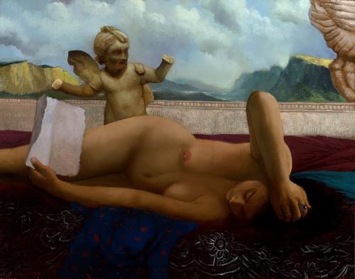 La livraison de Cupidon - Painting oil on linen by © Bruce Erikson - AmorArt