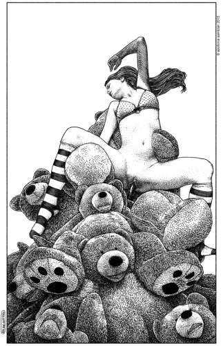 La récolte du miel (La volpe e gli orsi) - Drawing by Apollonia Saintclair - AmorArt