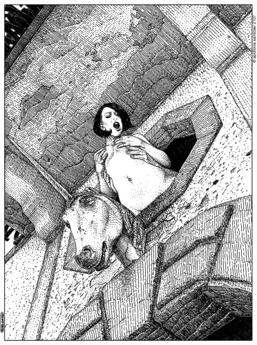 La statue équestre (A ride with Saddle Mark) - Drawing by Apollonia Saintclair - AmorArt