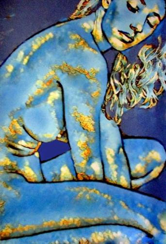 Lady blu e oro - Painting by © Helena Wierzbivki - AmorArt