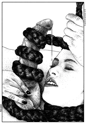 Le boa constrictor (Mungendo il caduceo) - Drawing by Apollonia Saintclair - AmorArt