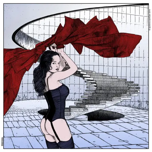 Le panache (Il mantello rosso) – Versione colorata - Drawing by Apollonia Saintclair - AmorArt
