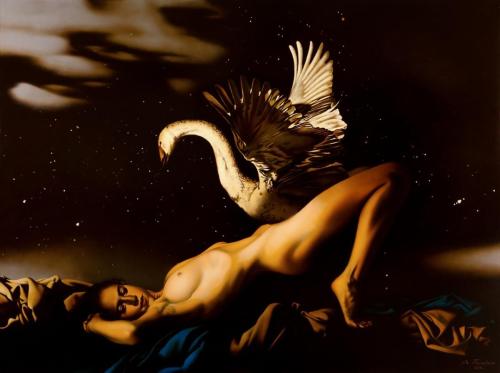 Leda and the Swan canvas-oil, 120x160cm. 2012 - Pianitng by © Alexey Golovin - AmorArt