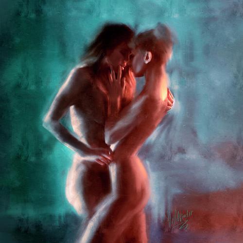Lesbian love - Digital Painting by © Hell Winter