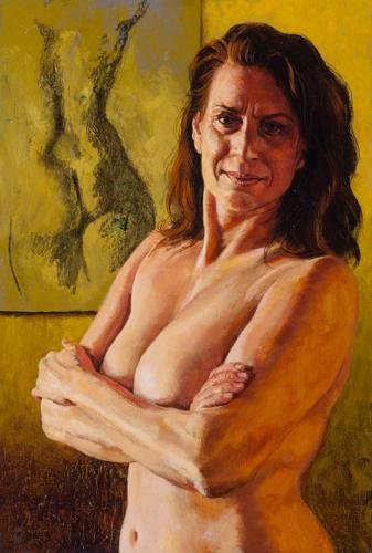 Modella - nudo in piedi - Dipinto ad olio by © Jannes Kleiker - AmorArt