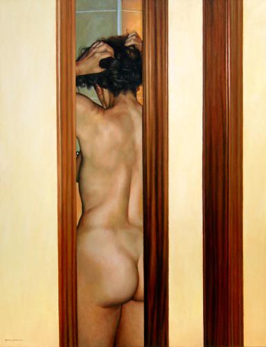 Momento privado - Painting Oil on canvas by © Fidel Molina - AmorArt