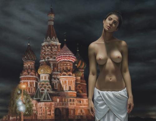 Moscú - 2016 - Hyperrealist Painting by © Omar Ortiz - AmorArt