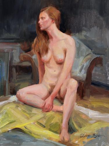 Natalie (3-hr alla prima) - oil on linen panel © Anna Rose Bain - AmorArt