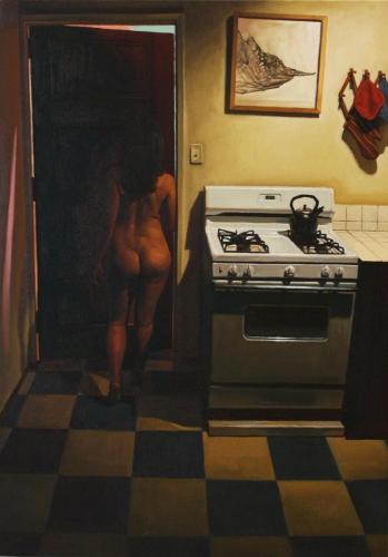 Night Kitchen - Painting oil on canvas by © Seth Armstrong - AmorArt