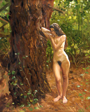 “Ninfa del Bosque” . óleo sobre lienzo . 50 x 40 cm . 2000 - Painting by © Juan Lascano - AmorArt