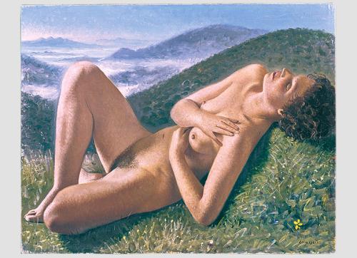 Nuda con paesaggio di fantasia - 1944 - Painting by © Giovanni Colacicchi - AmorArt