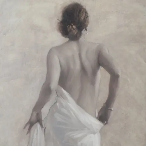 Nude Half-draped Monochrome - Painting by © Michael Alford - AmorArt