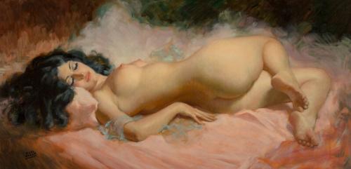 Nude II - Painting oil on board by © Earl Moran - AmorArt