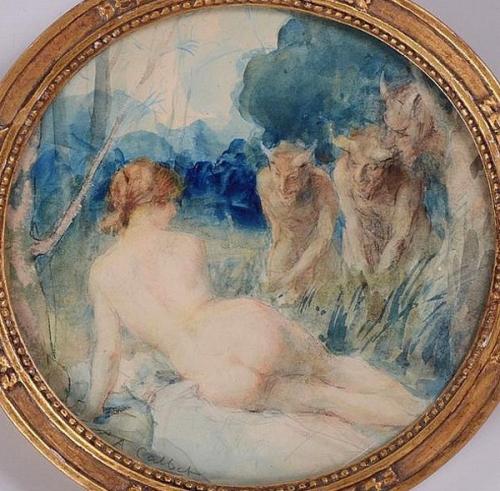Nude Maiden And Three Satyrs