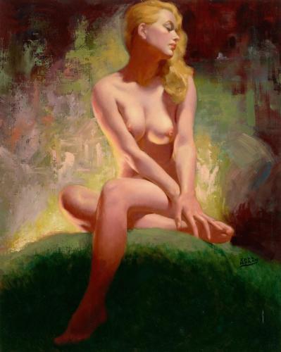 Nude - Painting oil on board by © Earl Moran - AmorArt