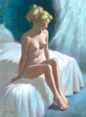 Nude - Painting oil on canvas by © Arthur Saron Sarnoff - AmorArt