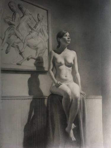 Nude female - Drawing Graphite on paper by Christopher LoPresti - AmorArt