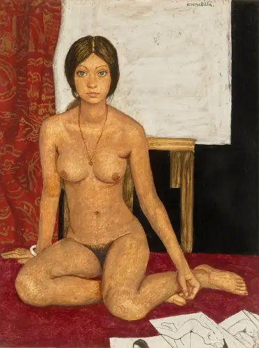 Nude in the Atelier - Painting by © Béla Czene - AmorArt