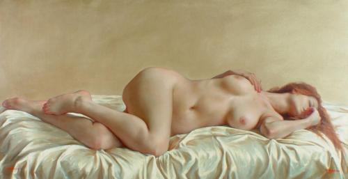 Nude reclining- - Painitng by © Paul Brown - AmorArt