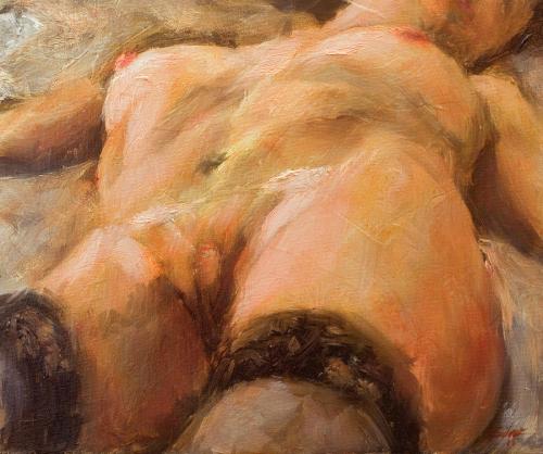 Nude study IV - Painting Oil on canvas by © John Silver - AmorArt