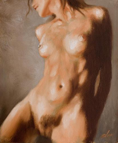 Nude study - Painting Oil on canvas by © John Silver - AmorArt