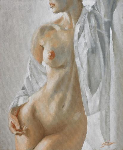 Nude study V - Painting Oil on canvas by © John Silver - AmorArt