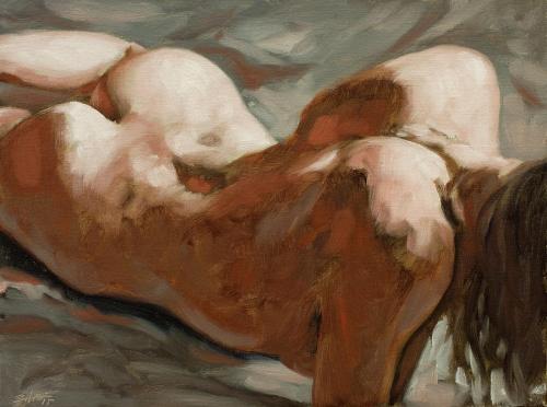 Nude study VIII - Painting Oil on canvas by © John Silver - AmorArt