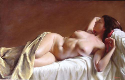 Nude waking - Painitng by © Paul Brown - AmorArt
